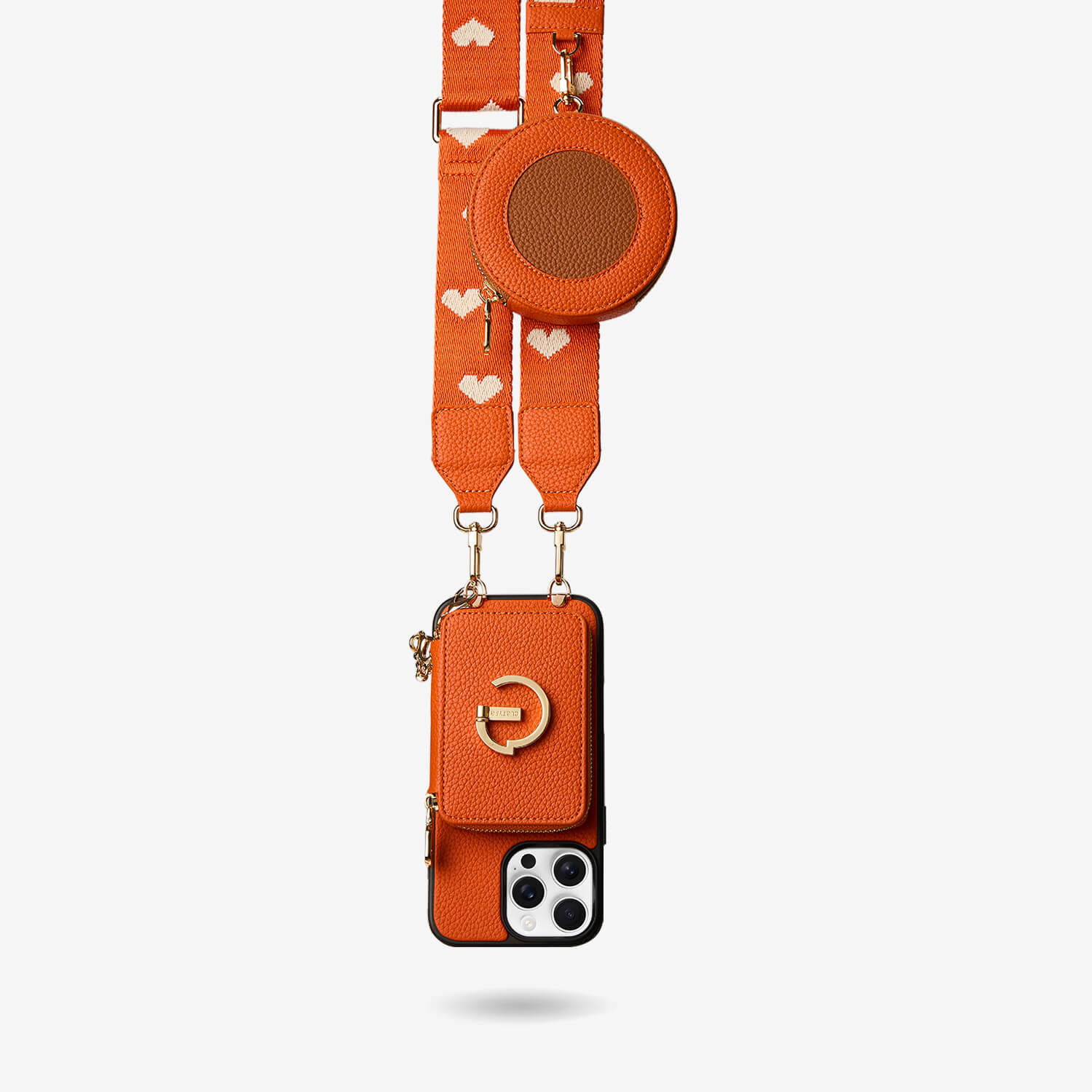オリジナルデザインセット - マグネット式ウォレット＆ウェビングストラップ付きiPhoneケース