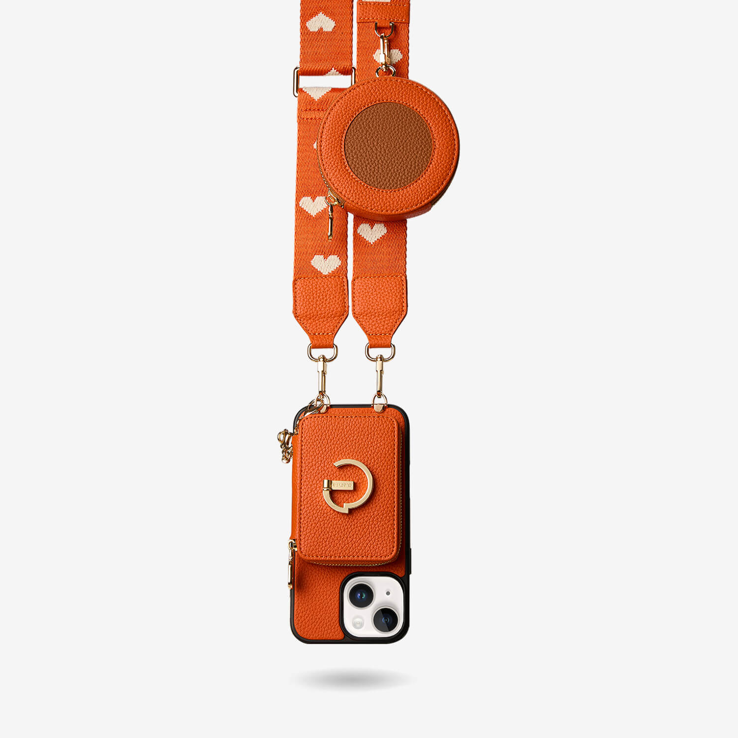 オリジナルデザインセット - マグネット式ウォレット＆ウェビングストラップ付きiPhoneケース