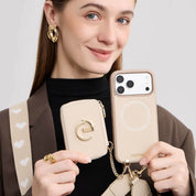 Original Design Set- Wireless Charging Webbing Crossbody Phone Case Round Pouch Set - iPhone 17 Pro Max