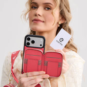 オリジナルデザインセット - マグネット式ウォレット＆ウェビングストラップ付きiPhoneケース