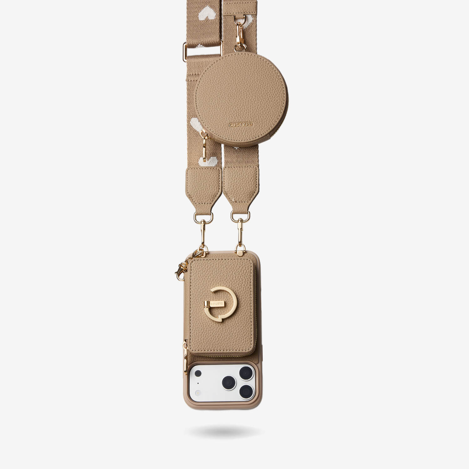 Original Design Set- Wireless Charging Webbing Crossbody Phone Case Round Pouch Set