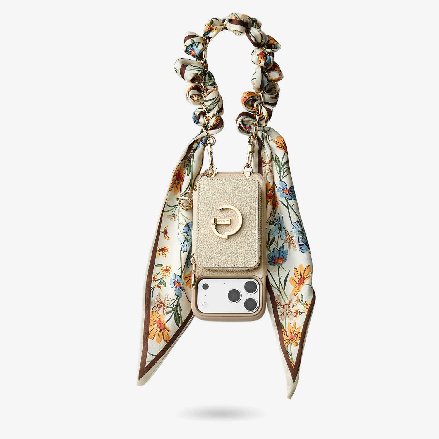 シルクフレアセット - ライチリストストラップ ワイヤレス充電電話ケース カードホルダーとスタンド付き