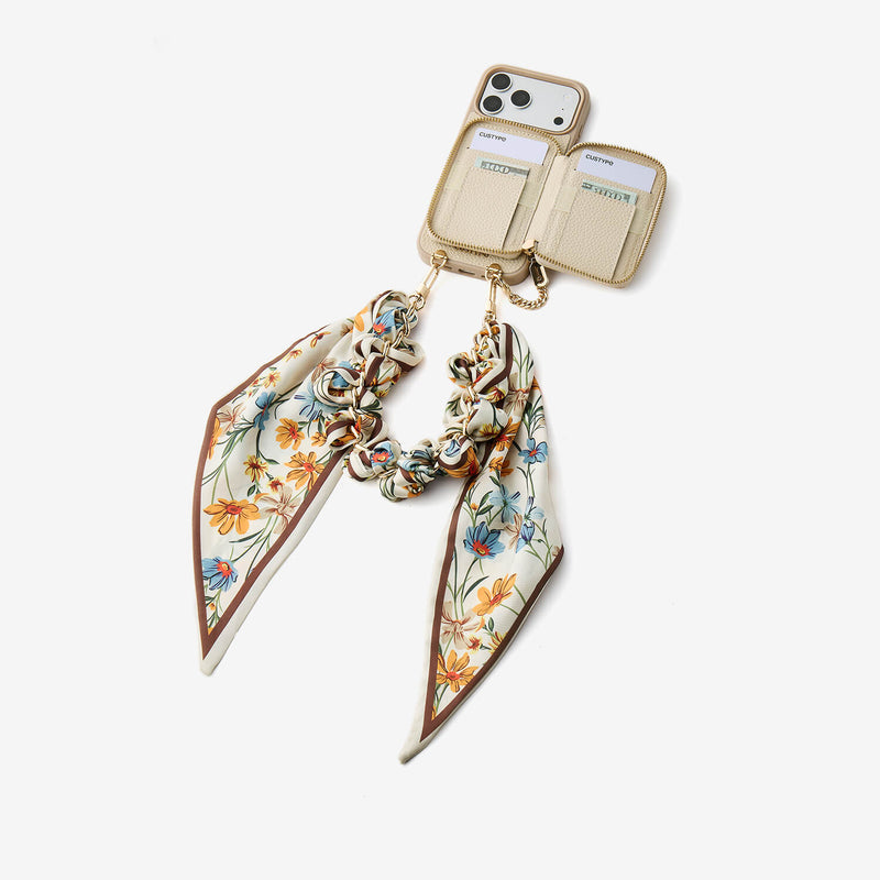 Silk Flair Set- Lychee Wrist Strap Wireless Charging Phone Case with Card Holder & Stand-Mobile Phone Cases-Custype