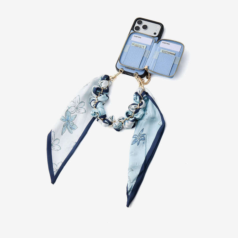 Silk Flair Set- Lychee Wrist Strap Wireless Charging Phone Case with Card Holder & Stand