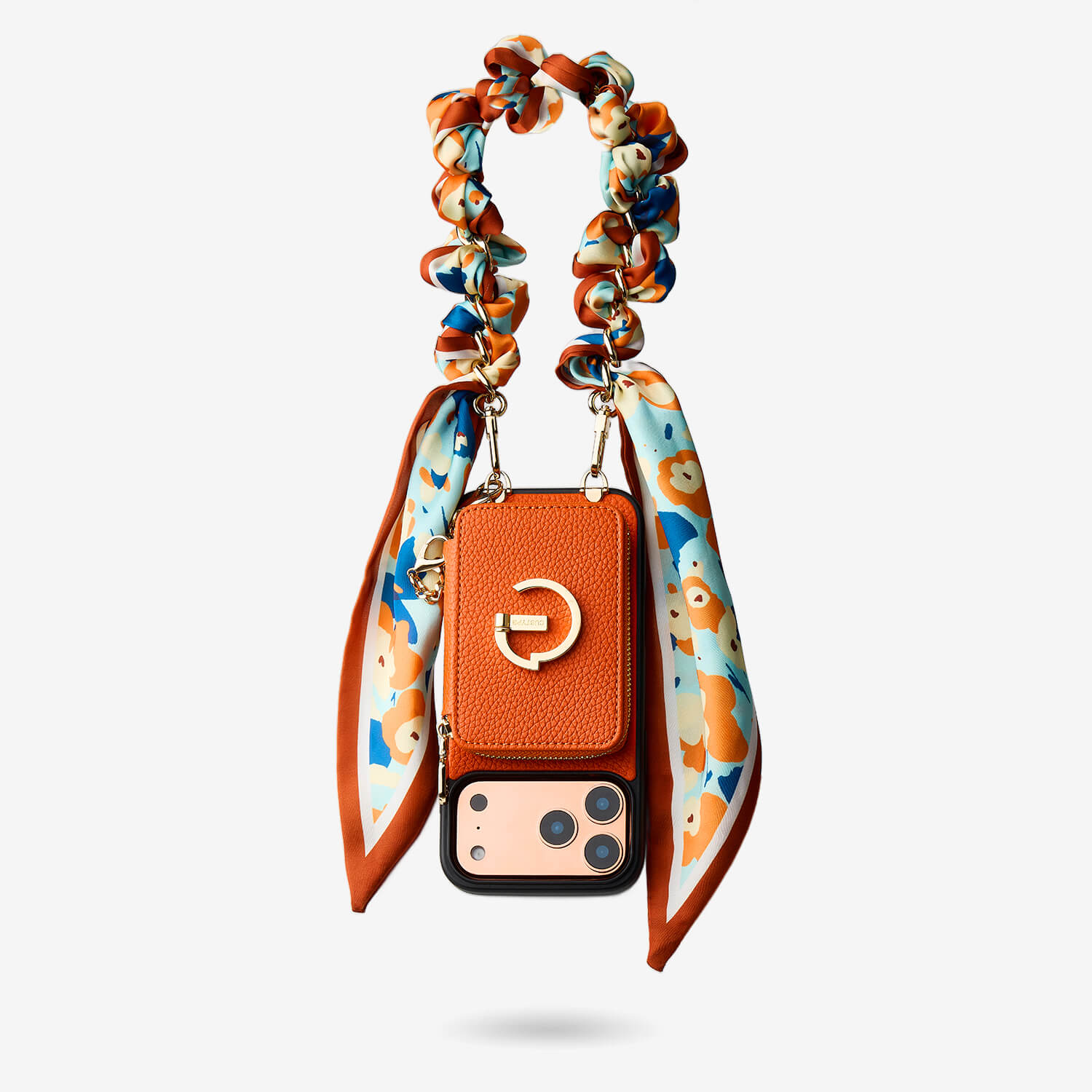 シルクフレアセット - ライチリストストラップ ワイヤレス充電電話ケース カードホルダーとスタンド付き