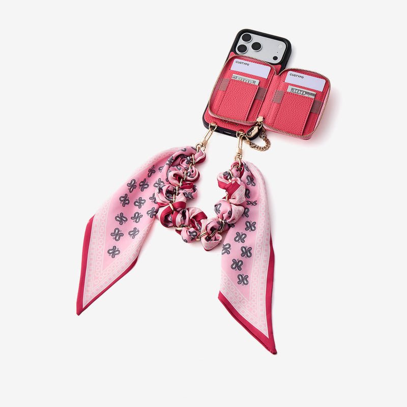 Silk Flair Set- Lychee Wrist Strap Wireless Charging Phone Case with Card Holder & Stand