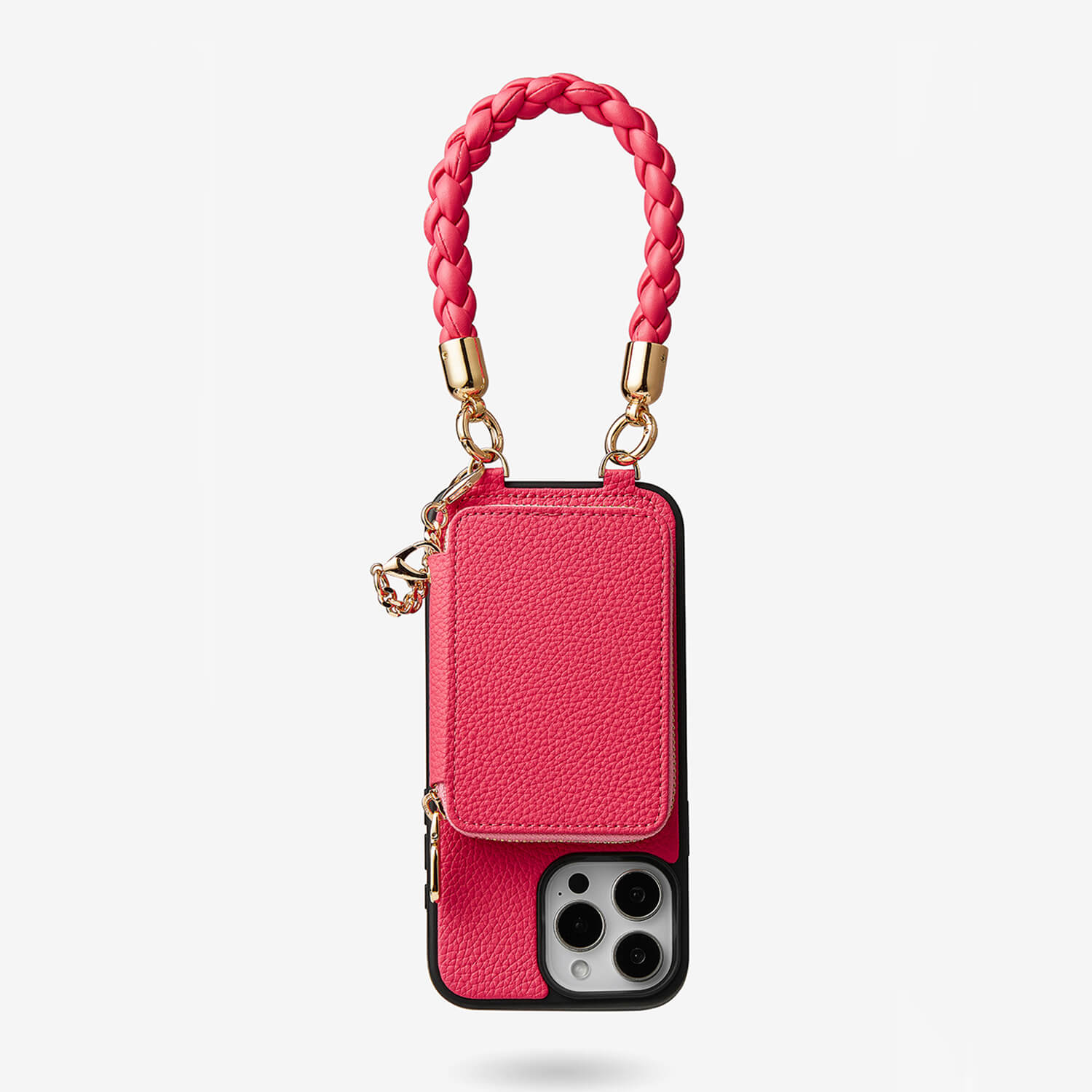 Pink phone case with wristlet
