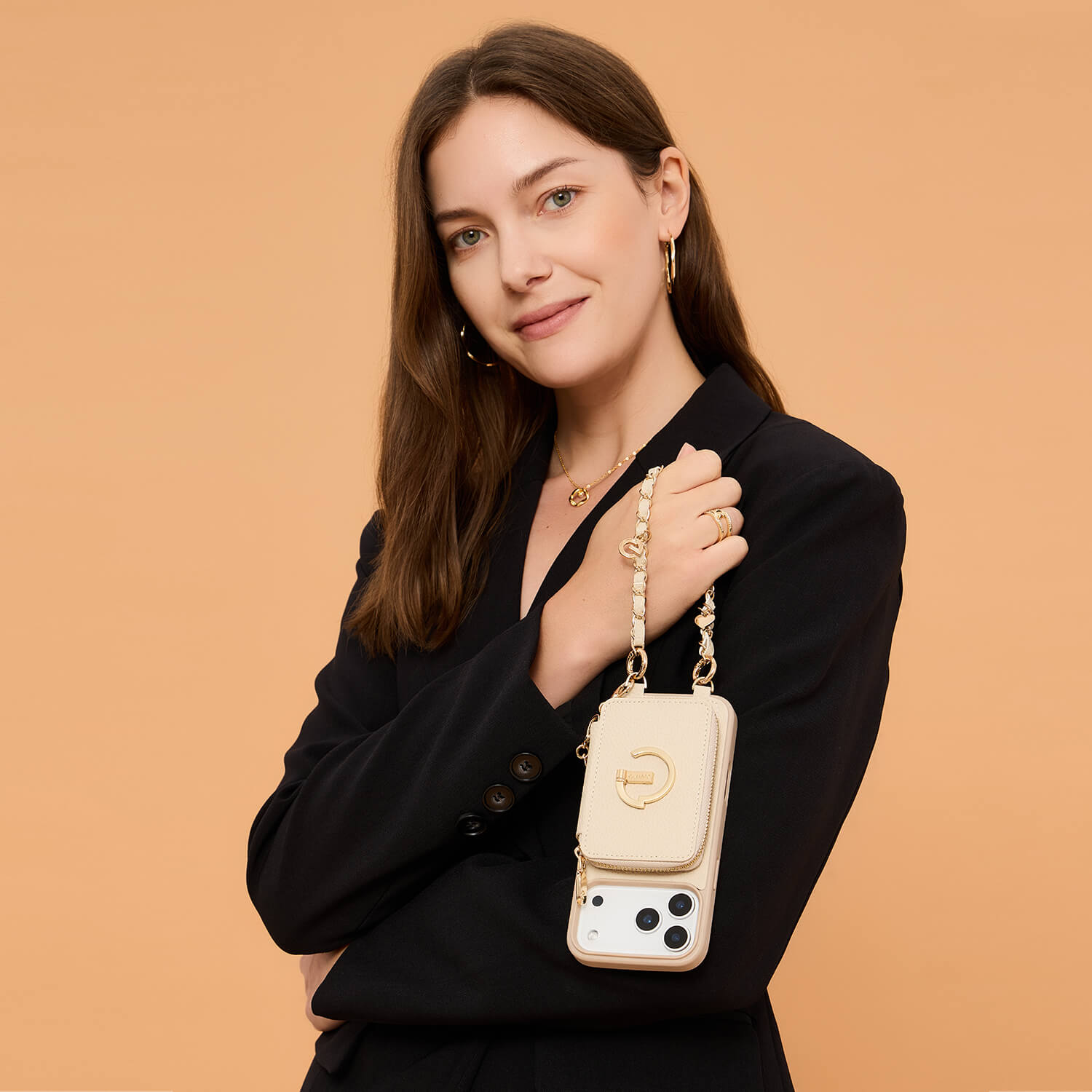 Allure Chain Series- Protective Wireless Charging Wallet Phone Case with Wristlet-Mobile Phone Cases-DETACHABLE WALLET & WIRELESS CHARGING