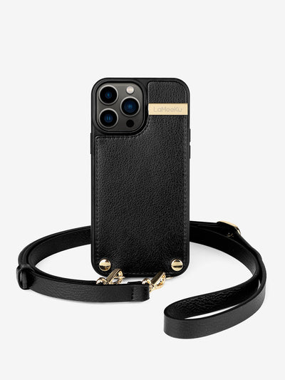Elegant Metal Crossbody iPhone Cover Case Phone Wallet Pouch Black-5