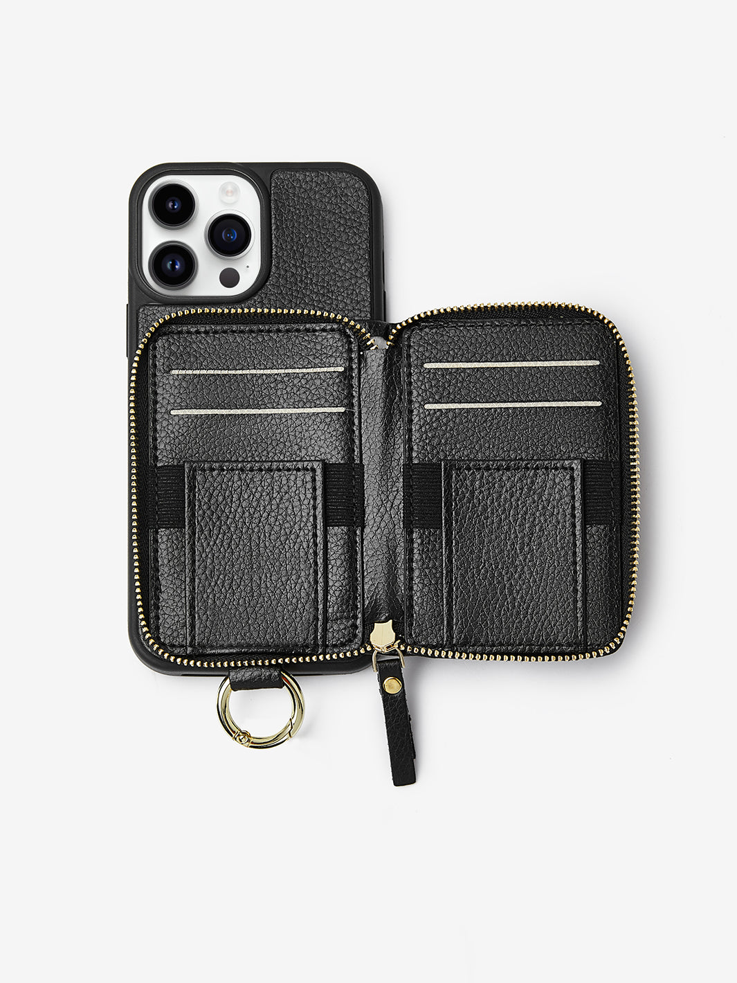 ZipPouch- Circular Ring Wallet Phone Case-black