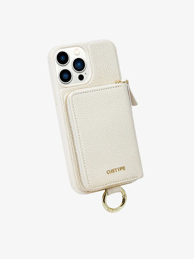 ZipPouch- Circular Ring Wallet Phone Case-white