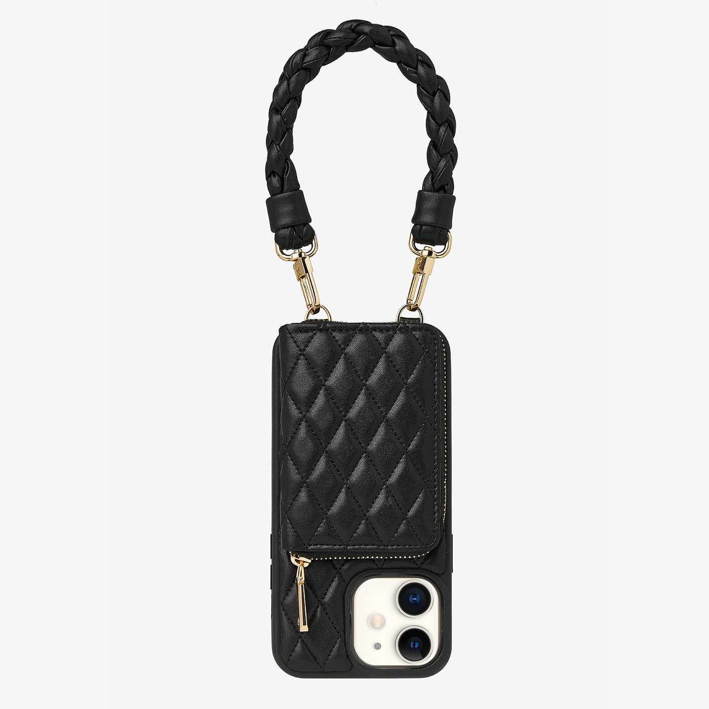 Wallet phone case with wristband black holder iPhone 14 case cover
