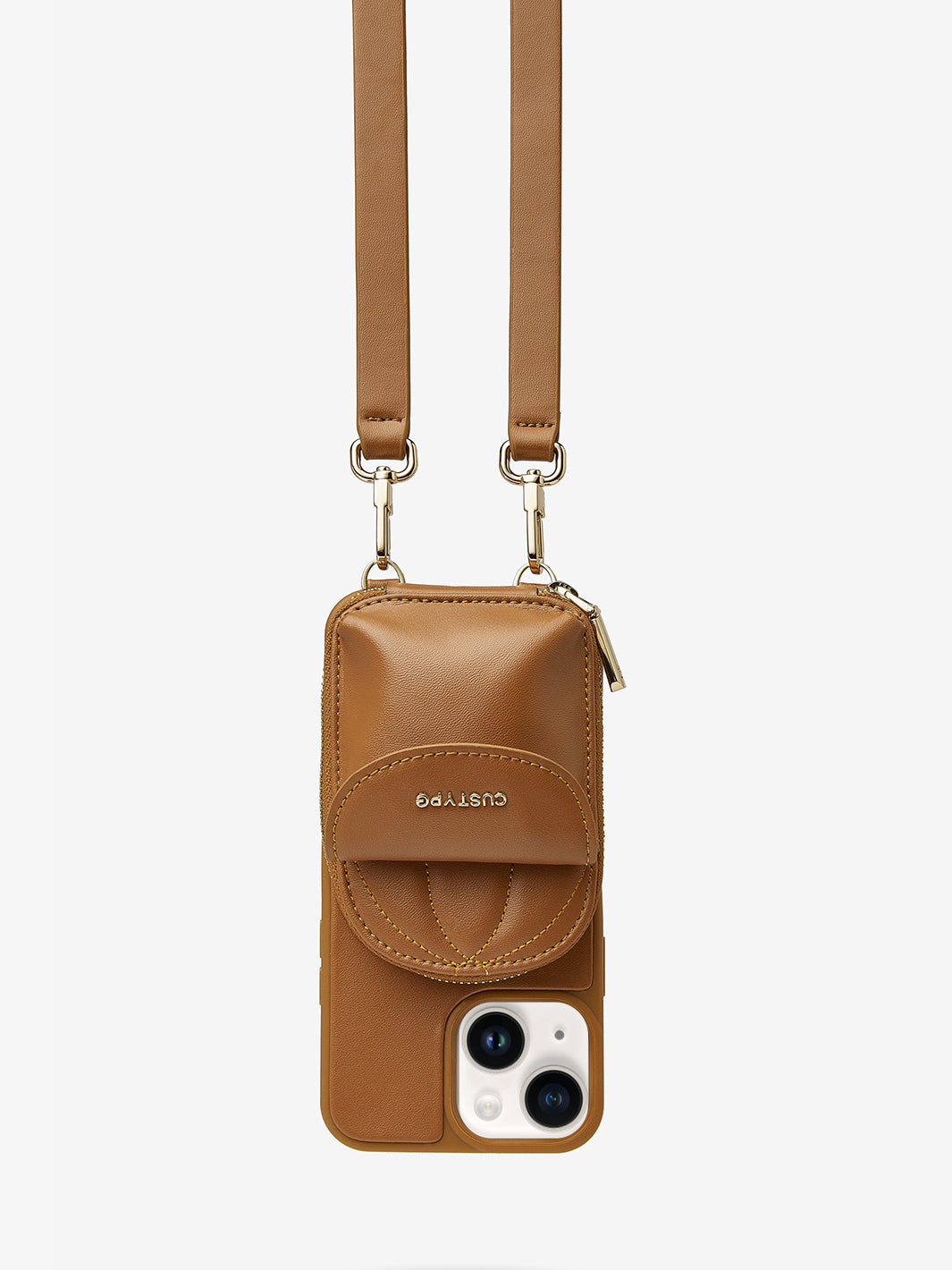 Unique Baseball Cap Phone Case iPhone Crossbody Cover Case Wallet Pouch brown
