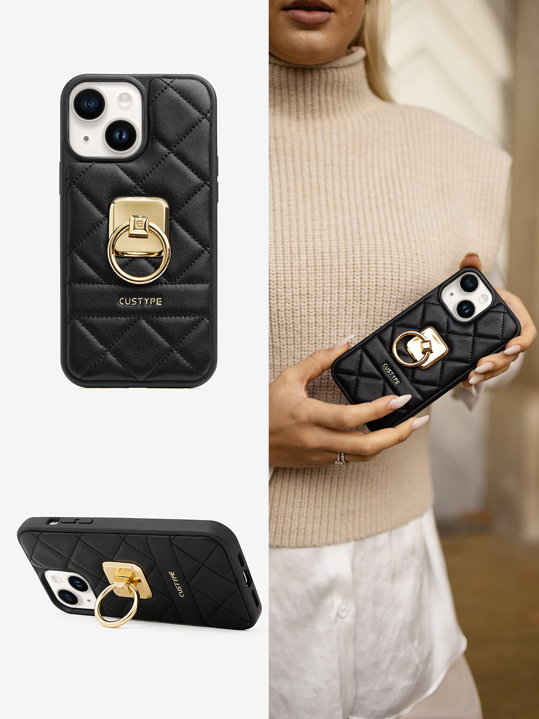 ThreadTrend- Square Ring Holder Phone Case-black