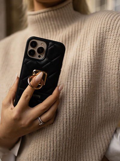 Custype Square ring iPhone holder case in black model picture